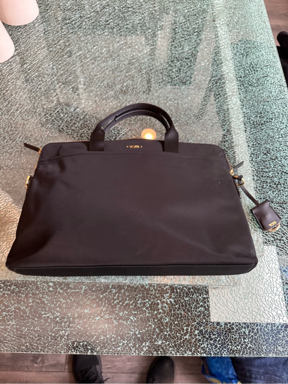Tumi Black Nylon Briefcase Tote